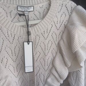 BAGATELLE COLLECTION Double Ruffle Sweater Hearts L